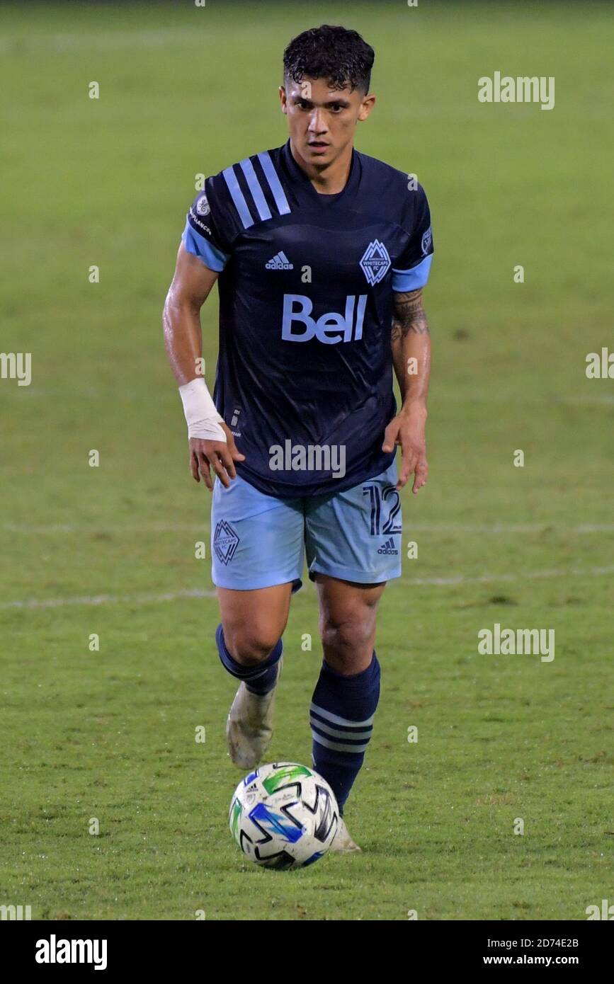 Carson, Usa. Oktober 2020. Vancouver Whitecaps Forward Fredy Montero (12) während eines MLS Fußballspiel gegen die LA Galaxy, Sonntag, 18. Oktober 2020, in Carson, Kalifornien. Die Los Angeles Galaxy besiegt Vancouver Whitecaps 1-0. (Foto von IOS/Espa-Images) Quelle: European Sports Photo Agency/Alamy Live News Stockfoto