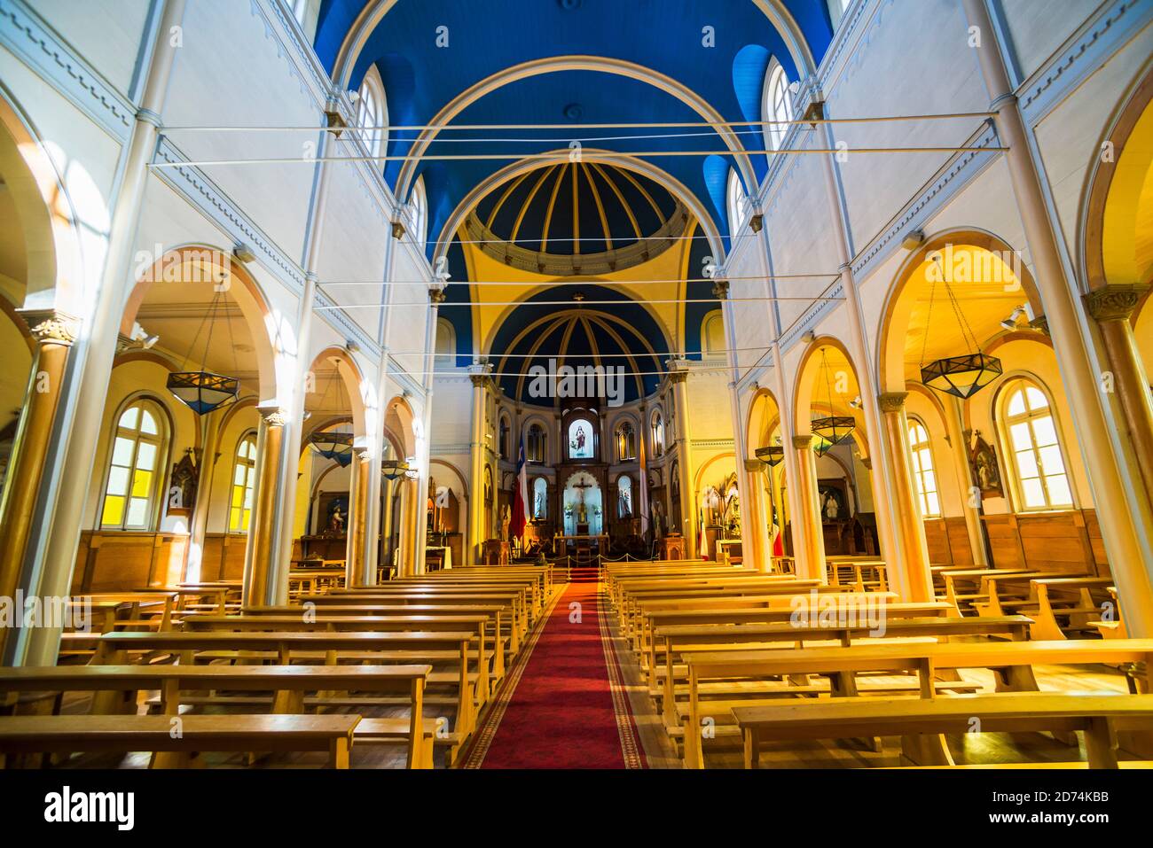 Heilige Herz von Jesus Katholische Kirche (Iglesia Sagrado Corazon de Jesus), Puerto Varas, Chile Lake District Stockfoto