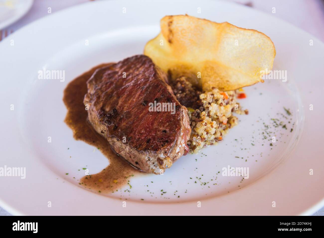 Steak im Hotel Alto Atacama Desert Lodge and Spa, San Pedro de Atacama, Atacama Desert, Chile Stockfoto