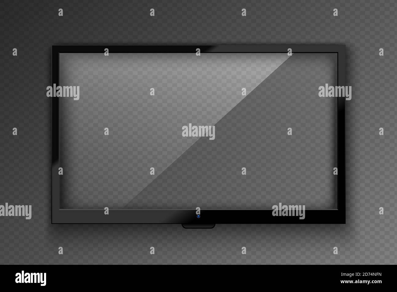 Vektor realistische TV-LED-Bildschirm isoliert auf dunklen transparenten Hintergrund. Modernes, elegantes lcd-Panel. Anzeigemockup des Computermonitors. Leerer Fernseher gr Stock Vektor