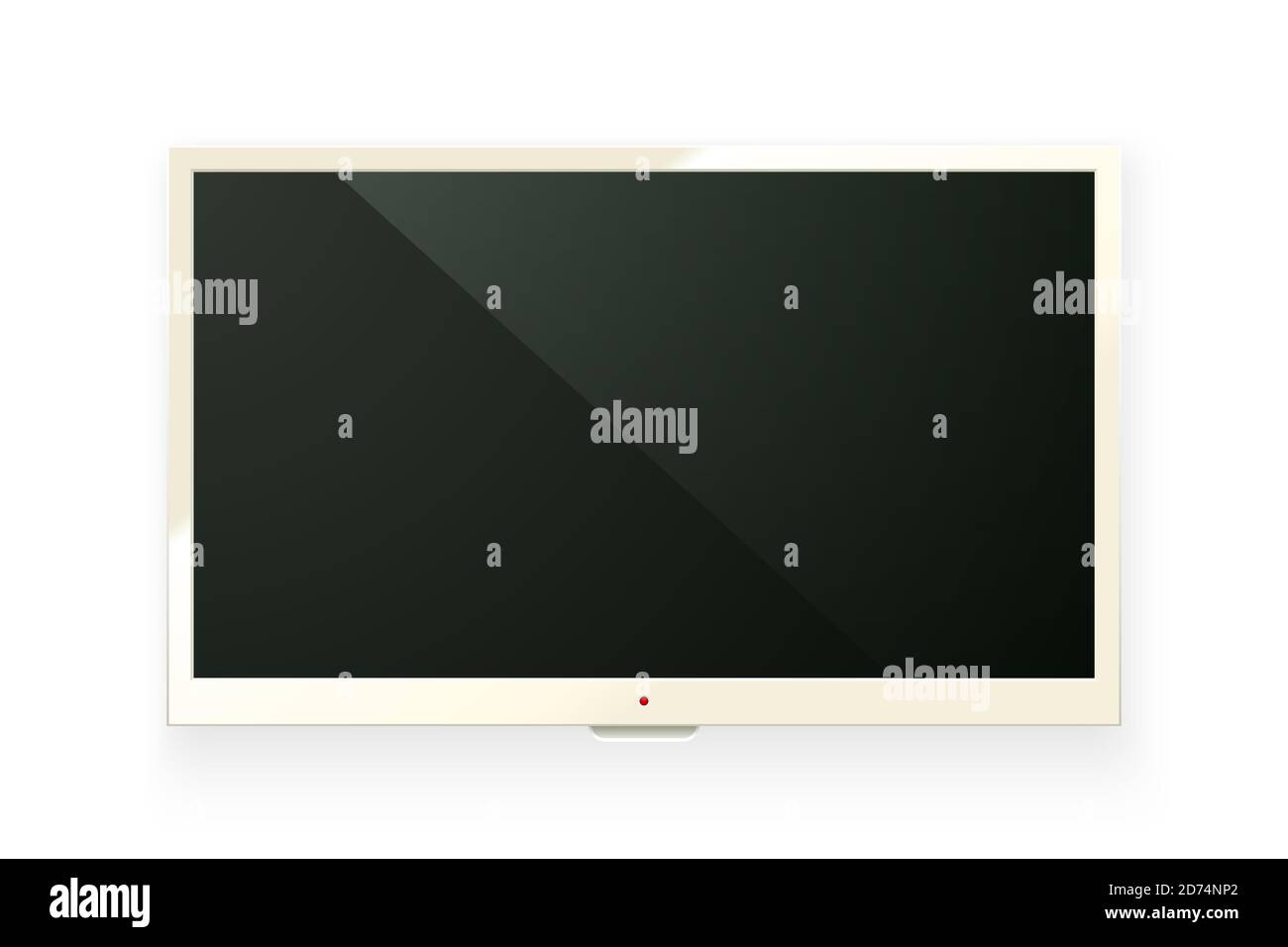 Vektor realistische Licht TV LED-Bildschirm auf weißem Hintergrund isoliert. Modernes lcd-Panel. Anzeigemockup des Computermonitors. Leere TV-Grafik-Design Stock Vektor