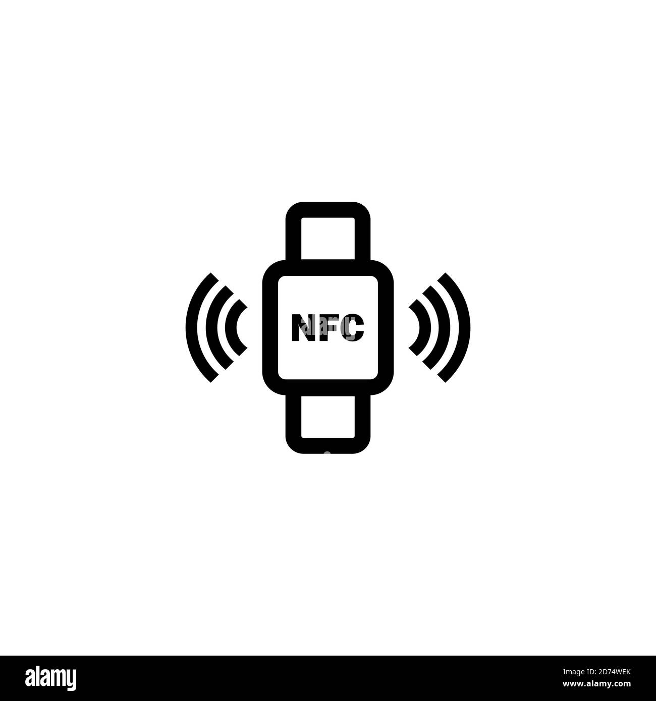 Kontaktloses Bezahlen mit Smart Watches Icon in schwarz. NFC. Vektor auf isoliertem weißem Hintergrund. EPS 10 Stock Vektor