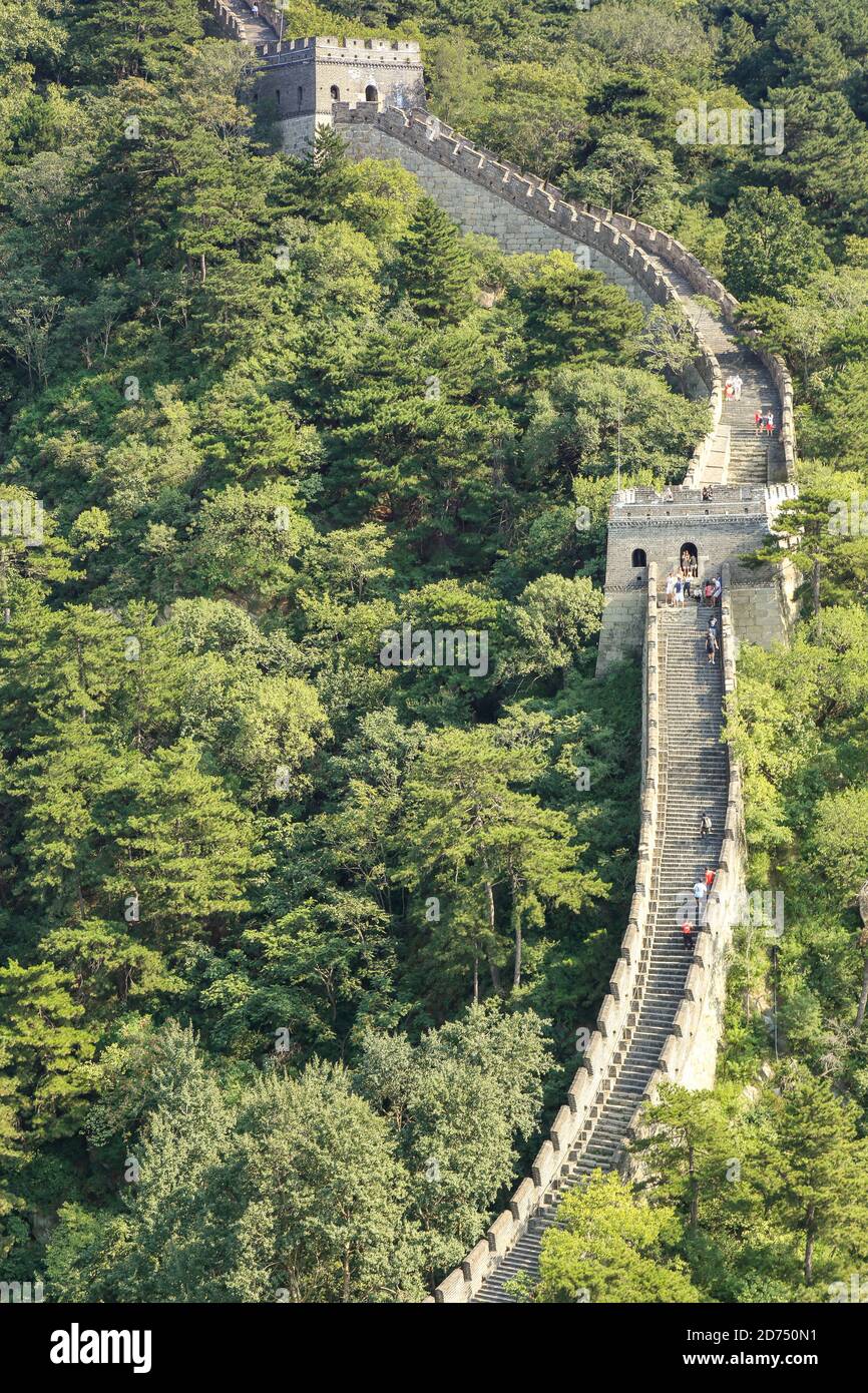 Eines der sieben Weltwunder, Mutianyu Abschnitt der großen Mauer von China Stockfoto