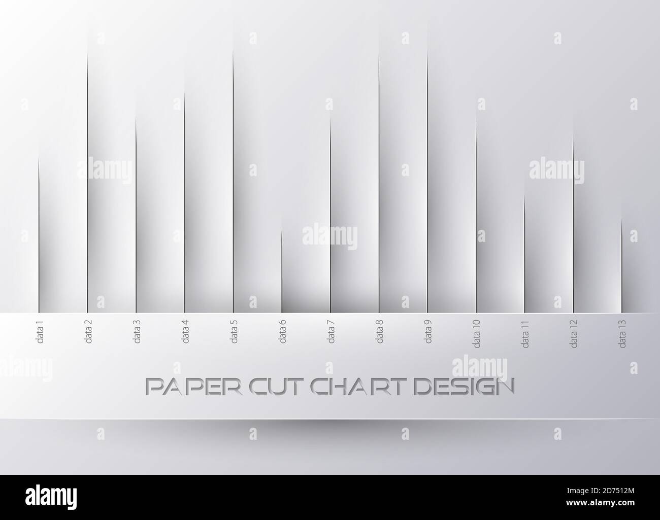 Papierschnitt Diagramm Diagramm mit Schatten. Vektor weiß Infografik Design Konzept. Grauer Hintergrund des Analysediagramms. Stock Vektor