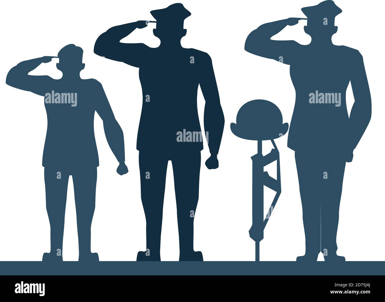 Gruppe von Offizieren Soldaten saludating Silhouette Vektor Illustration Design Stock Vektor