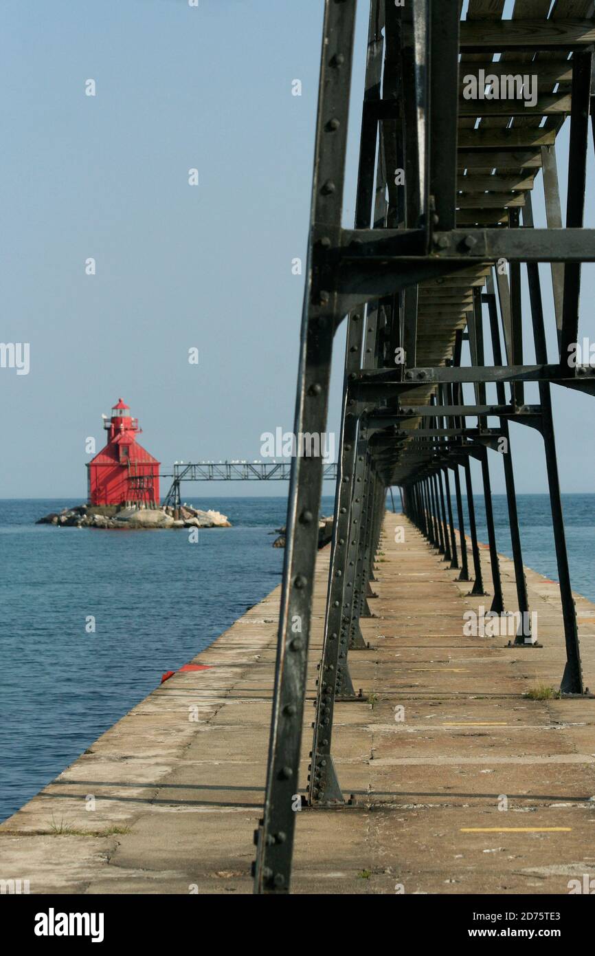 Sturgeon Bay Ship Canal Nord Pierhead Leuchtturm Stockfoto