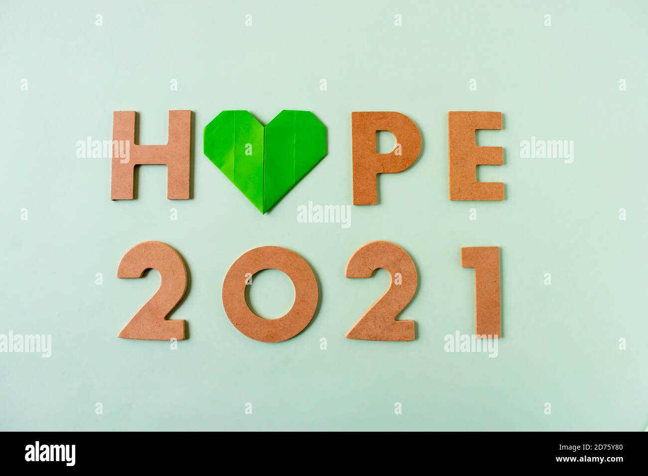 2021 Neujahr Banner auf grünem Hintergrund Stockfoto