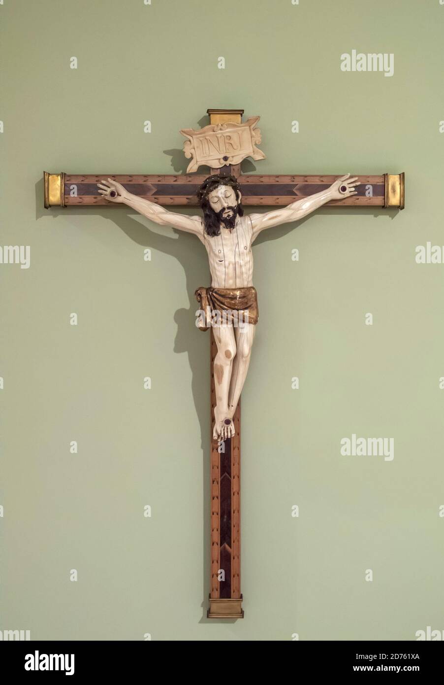 Spanisches koloniales Kruzifix in Soumaya Museum, Mexiko-Stadt, Mexiko Stockfoto