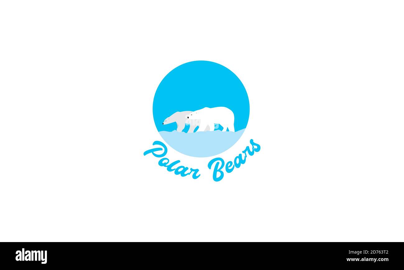 Eisbär mit Eisberg Kreis abstraktes Logo Vektor Symbol Illustration Design Stock Vektor