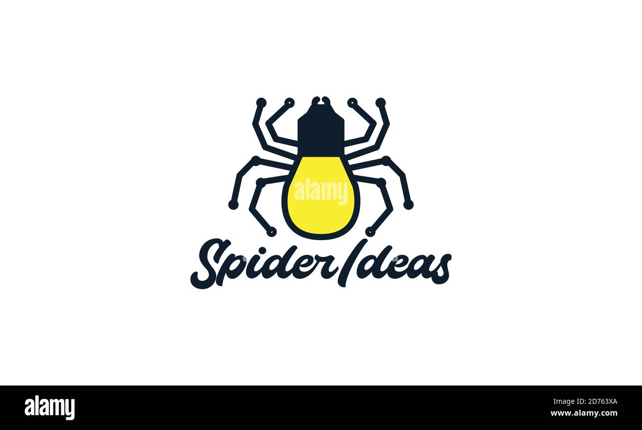 spider mit Lampe Ideen Logo Vektor Symbol Illustration Design Kunst Stock Vektor