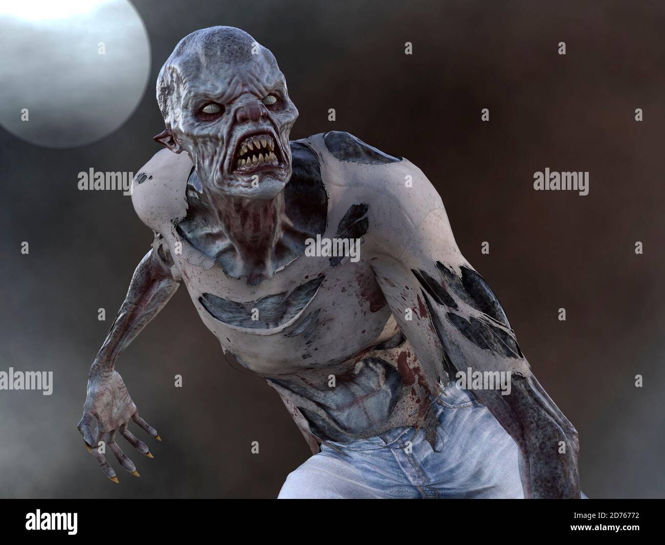Fantasy Zombie Monster Vollmond 3d Illustration Stockfoto