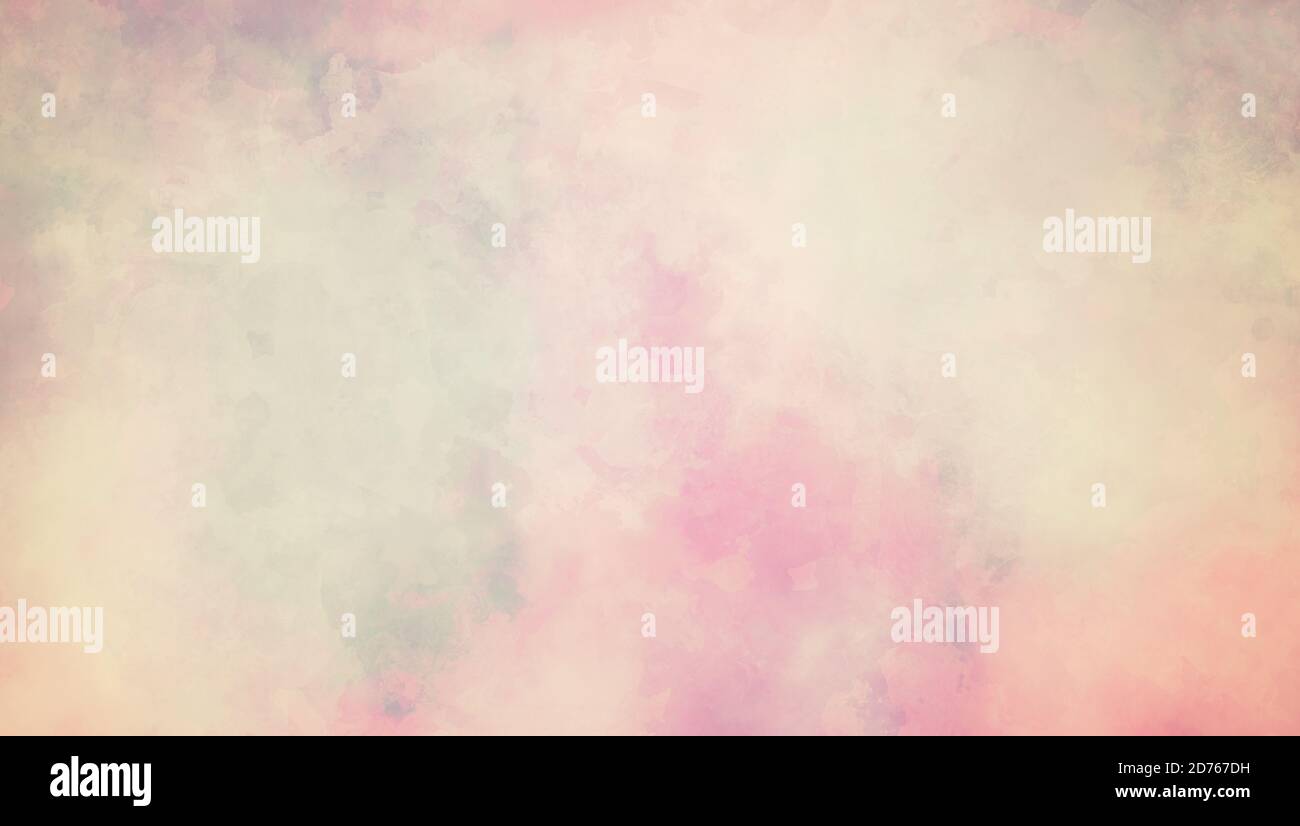Wolkig weiß rosa und blaugrün Hintergrund in weichen alten melierten Aquarell-Textur-Design, helle Pastellfarben Stockfoto