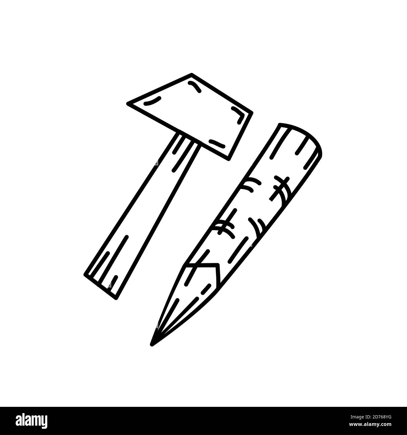 Hammer-Symbolvektor. Doodle Hand gezeichnet oder Black Outline Icon Stil Stock Vektor