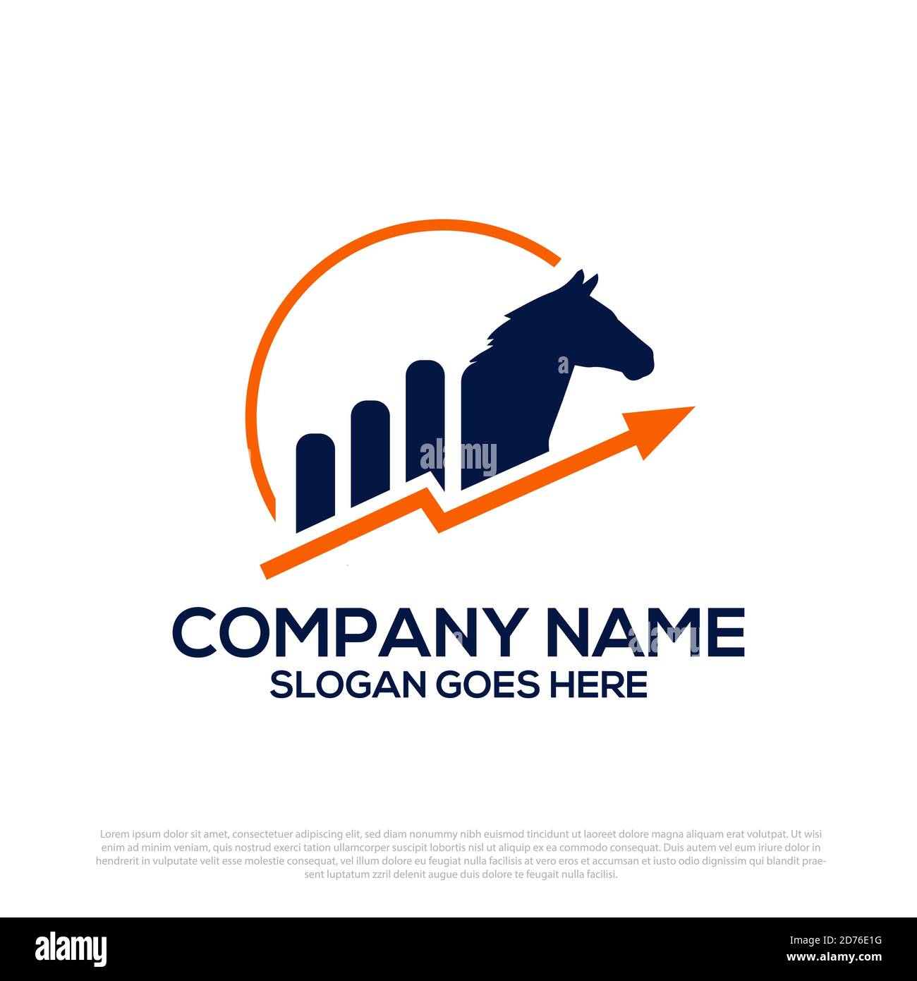 Blue Horse Buchhaltung Finanzen Logo-Design mit Bar und Pfeil vektorgrafik Stock Vektor