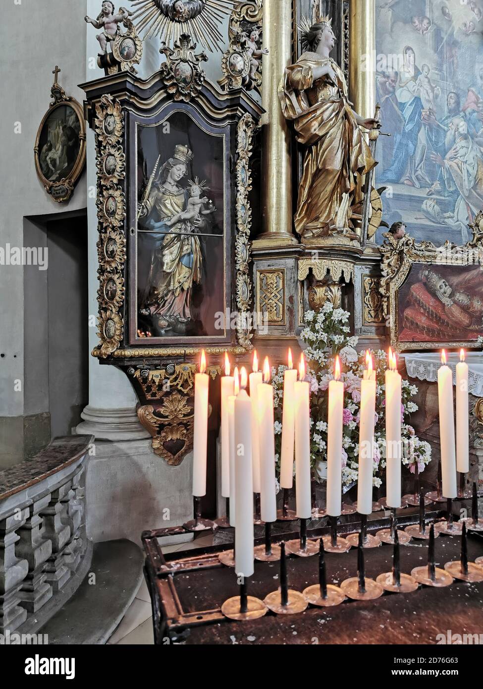 Innenraum der Klosterkirche von Banz, Schutzpatron St. Dionysius und St. Peter Kloster, Landkreis Lichtenfels, Oberfranken, Bayern, Deutschland Stockfoto