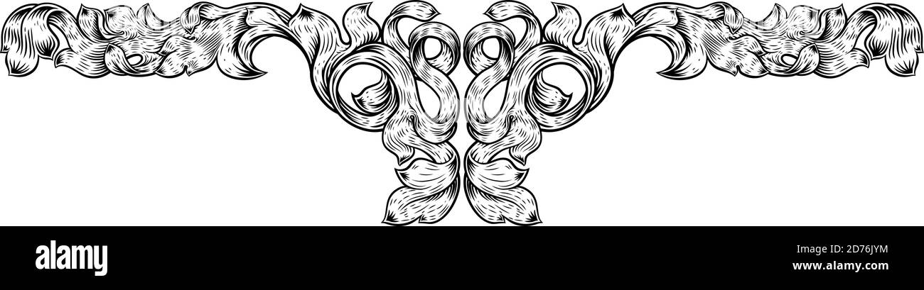 Filigrane Blatt Muster Blumen Scroll Pattern Stock Vektor