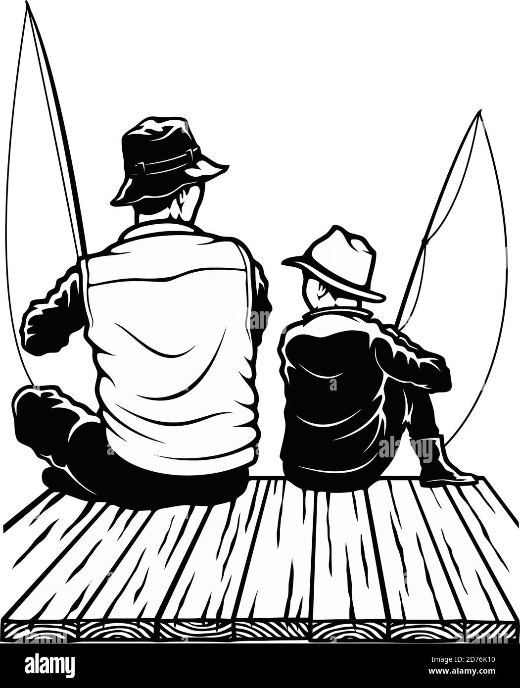 Sohn und Vater - Angeldesign - Vater und Sohn fischermänner Stock Vektor