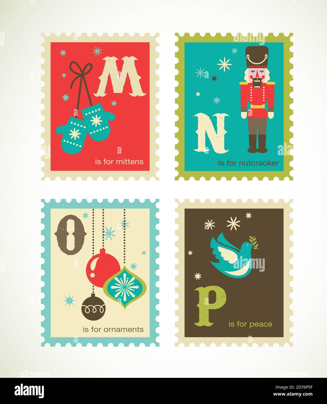 Frohe Weihnachten und Happy New Year Alphabet Stock Vektor