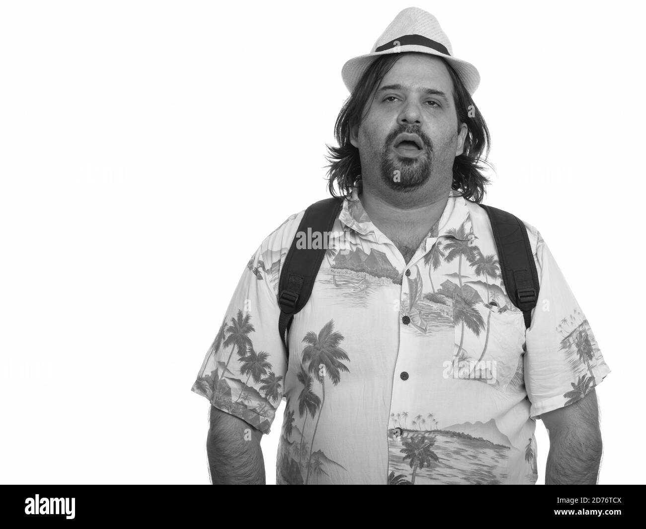 Fat kaukasischen Mann müde bereit für Urlaub Stockfoto Fat kaukasischen Mann müde bereit für Urlaub Stockfoto