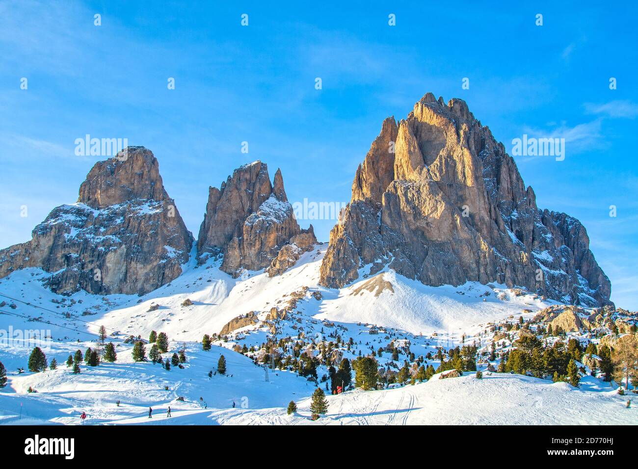 Grohmannspitze auf der Sella Ronda Skirunde rund um die Sella Gruppe in Norditalien, Trentino / Südtirol / Belluno, Italien Stockfoto