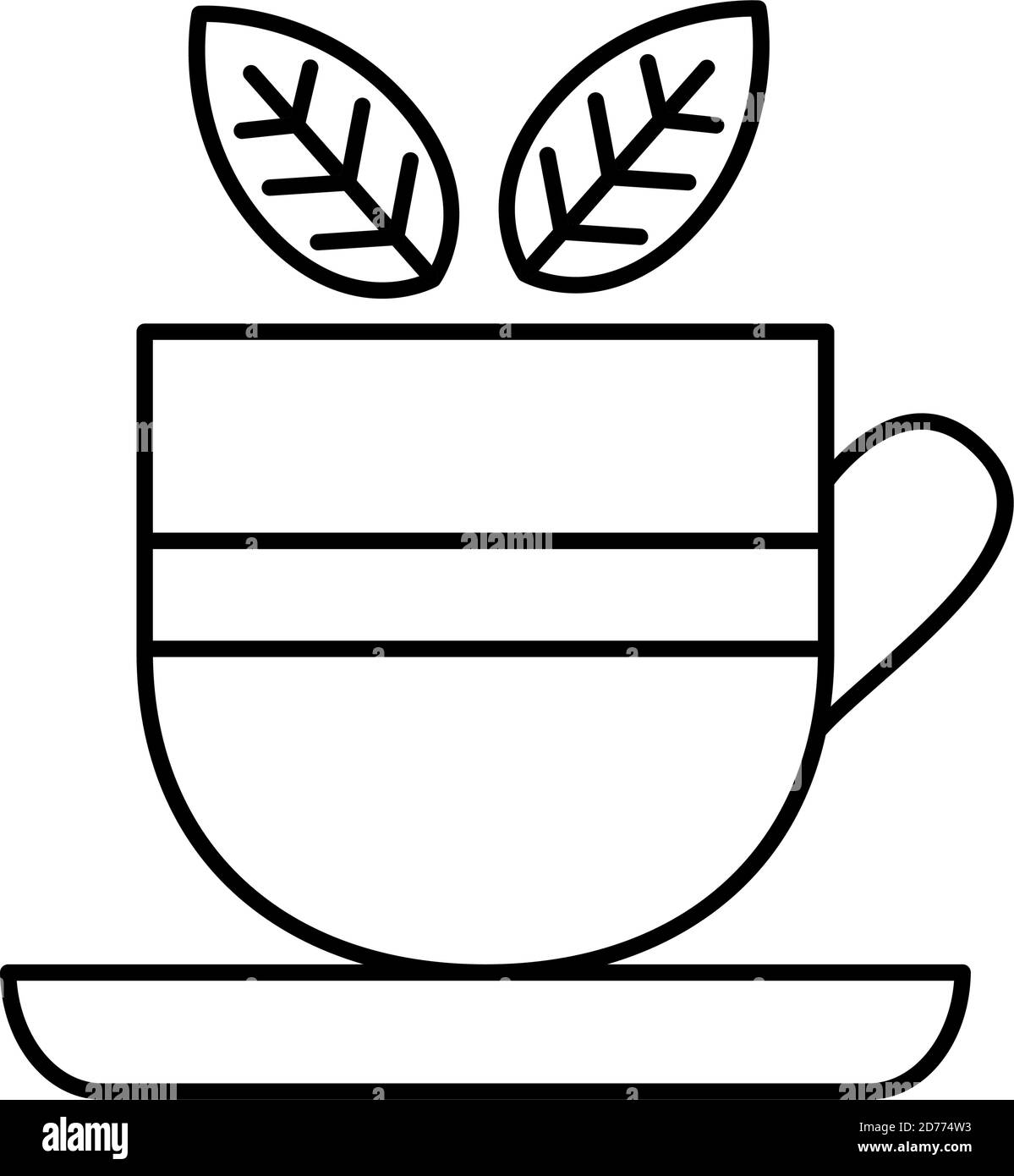 Blätter in Teetasse Linie Stil Symbol Vektor Illustration Design Stock Vektor