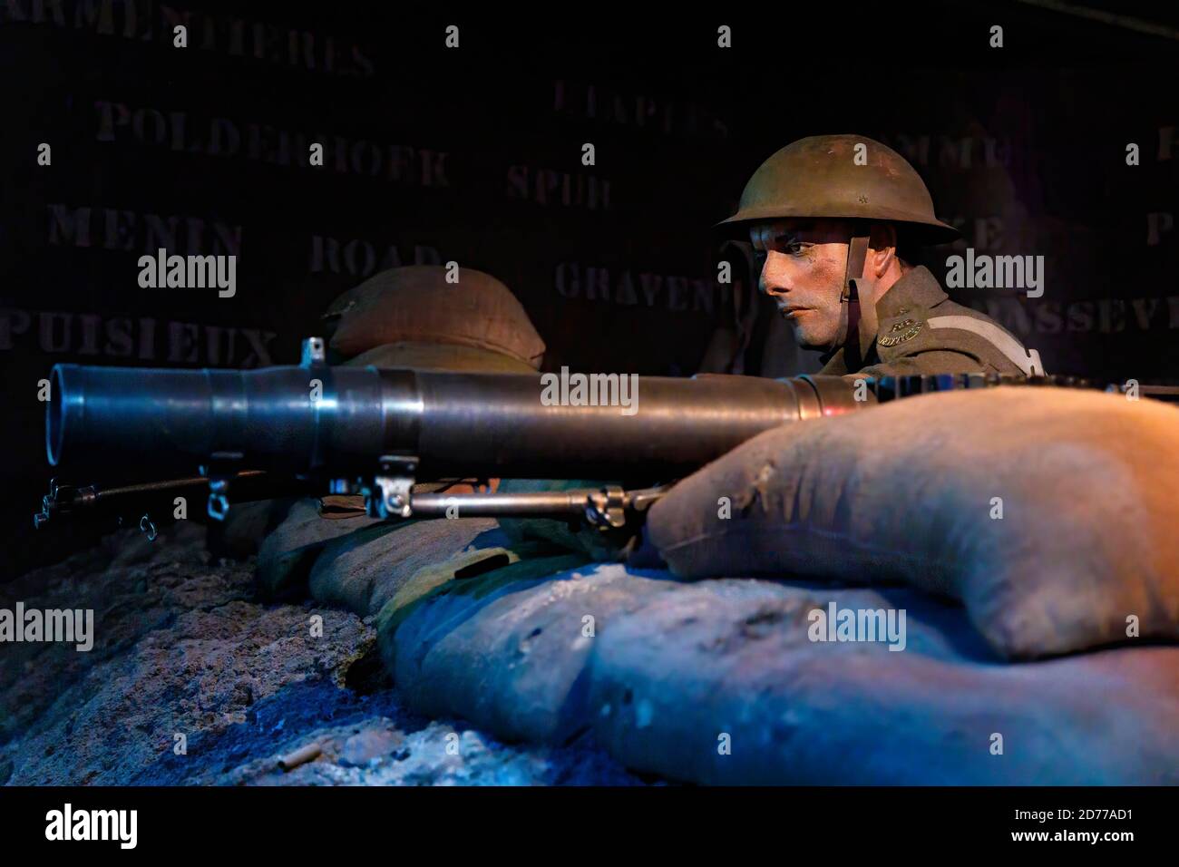 National Army Museum in Waiouru, Nordinsel, Neuseeland. Anzeige der WW2-Tankschutzeinheit. Stockfoto