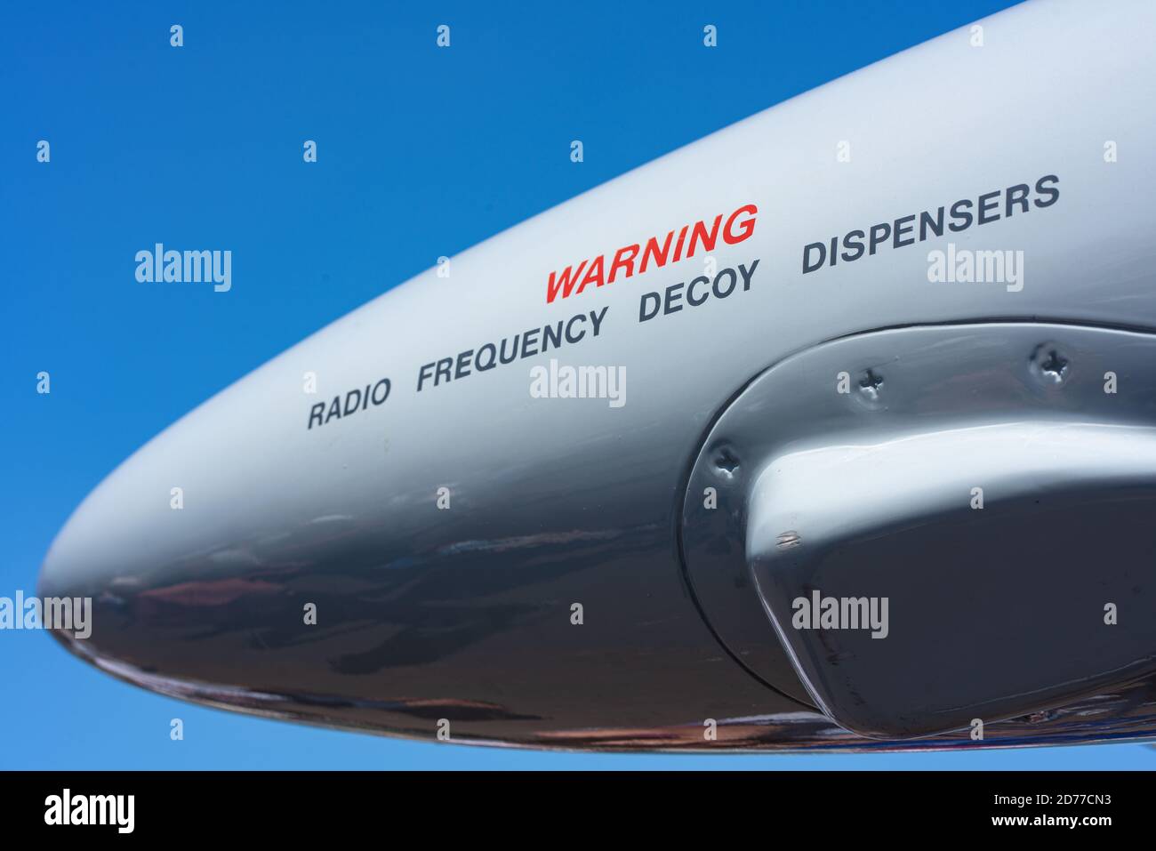 Radiofrequenz-Decoy-Dispenser auf Eurofighter Taifun-Display in Llandudno Tag Der Streitkräfte Stockfoto
