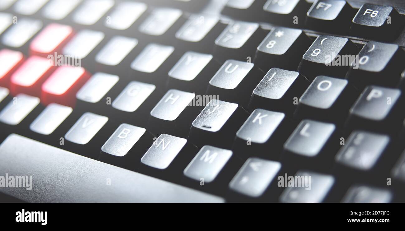 Nahaufnahme eines Computers Tastatur Tasten Stockfoto