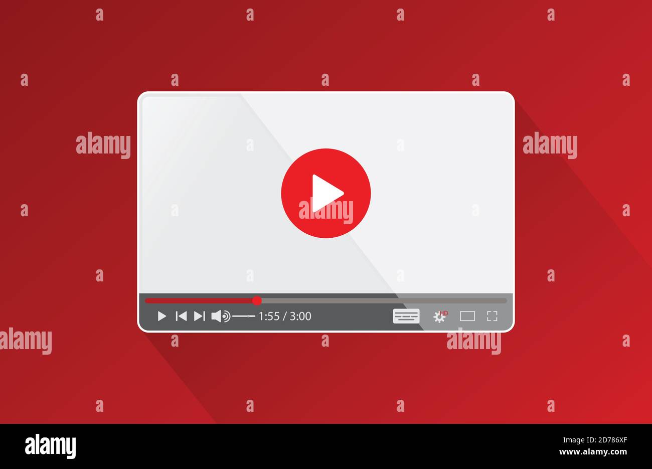 Bildschirm Video Player Hintergrund für eine Website oder Anwendung. Flache Video-Player-Schnittstelle für Web- und mobile Apps. Vektorgrafik EPS.8 EPS.10 Stock Vektor
