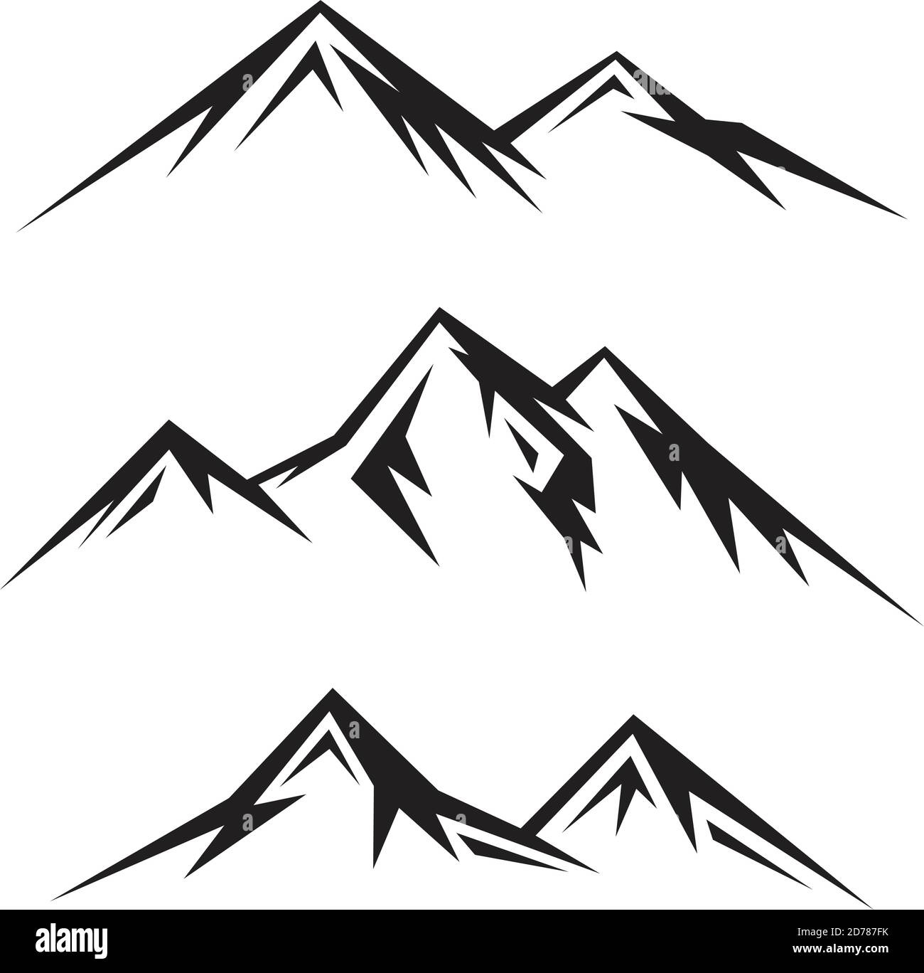 Set von abstrakten Vektor Natur oder Outdoor Berg Silhouette. Berge und Reise-Symbole für Tourismus-Organisationen oder Outdoor-Veranstaltungen und Berge lei Stock Vektor