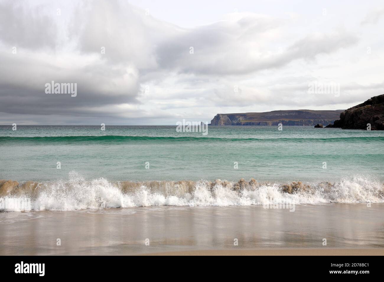 Ceannabinne Beach und der Blick Richtung Whiten Head, Durness, Sutherland, Nordküste von Schottland, Großbritannien Stockfoto