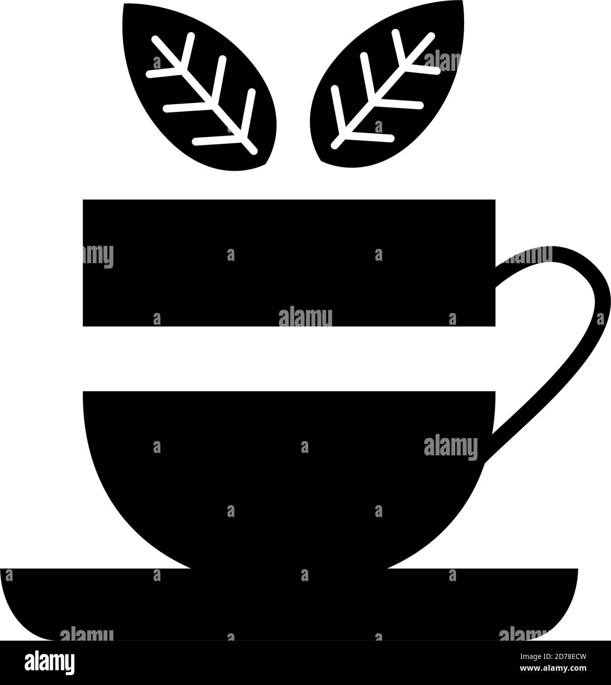 Blätter in Teetasse Silhouette Stil Symbol Vektor Illustration Design Stock Vektor