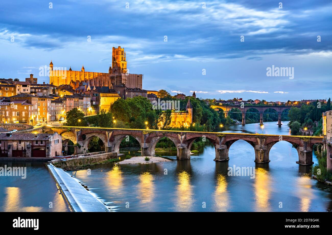 Albi die Kathedrale und die Alte Brücke, Frankreich Stockfoto