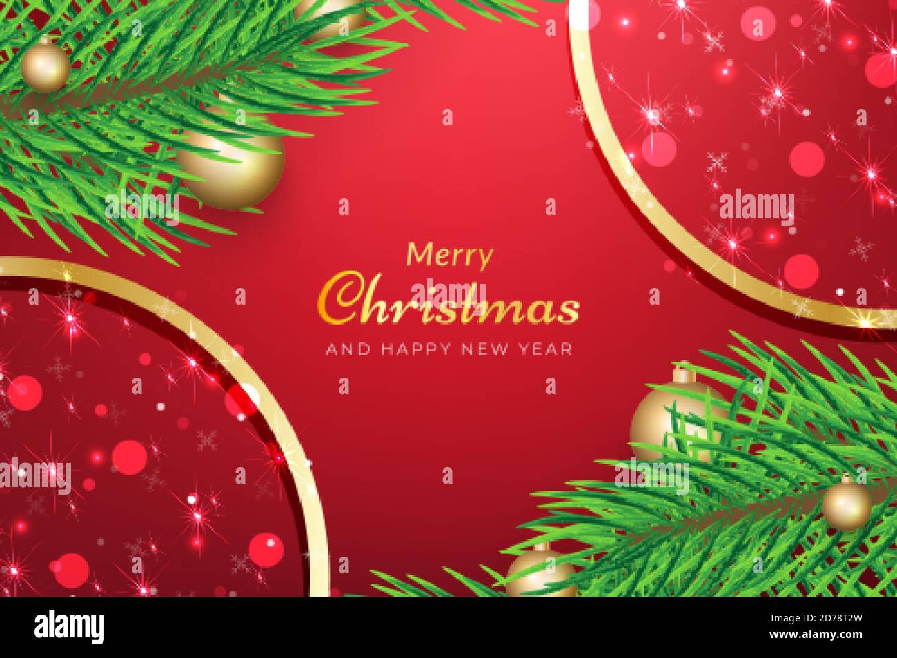 Weihnachtshintergrund mit Ästen und glitzerndem Schnee. vektor-Designs für Anzeigen, Banner, Grußkarten, Social-Media-Beiträge und vieles mehr Stock Vektor