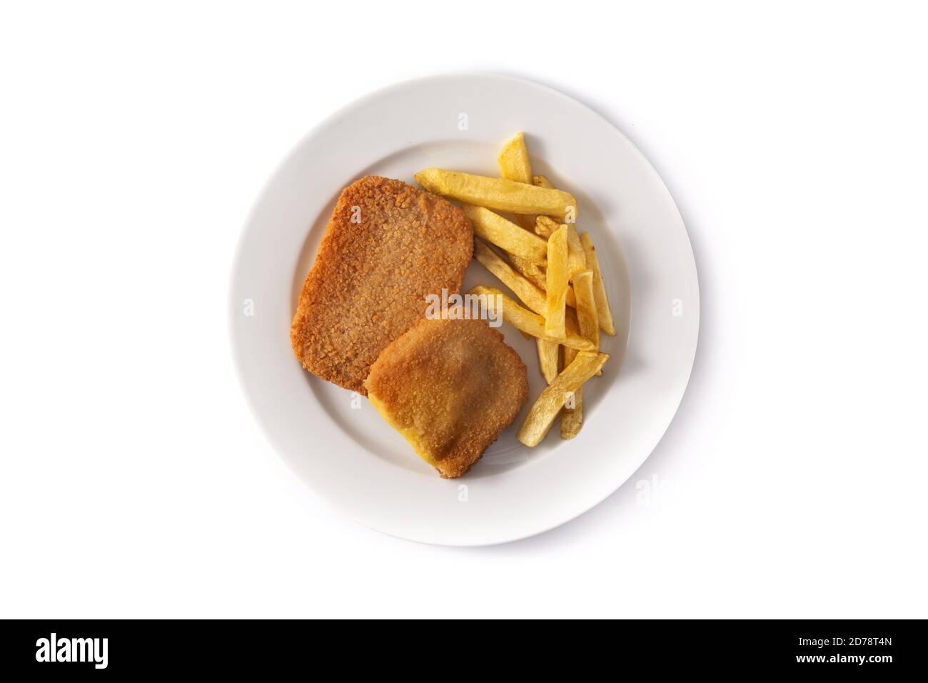 San Jacobo Steak gefüllt mit Käse und Schinken isoliert auf Weißer Hintergrund Stockfoto