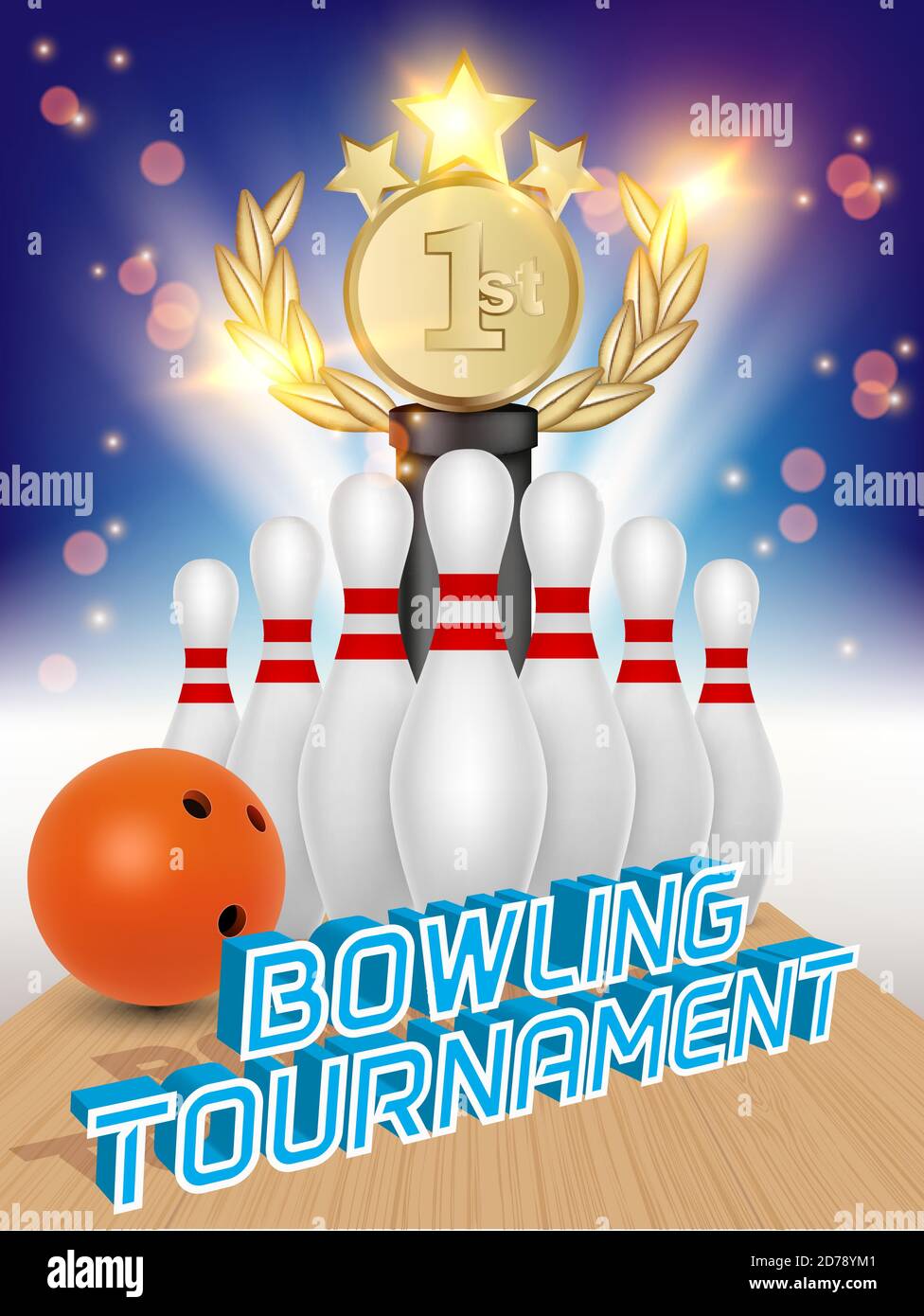 Bowling Turnier Poster Vektor realistische Illustration Stock-Vektorgrafik  - Alamy
