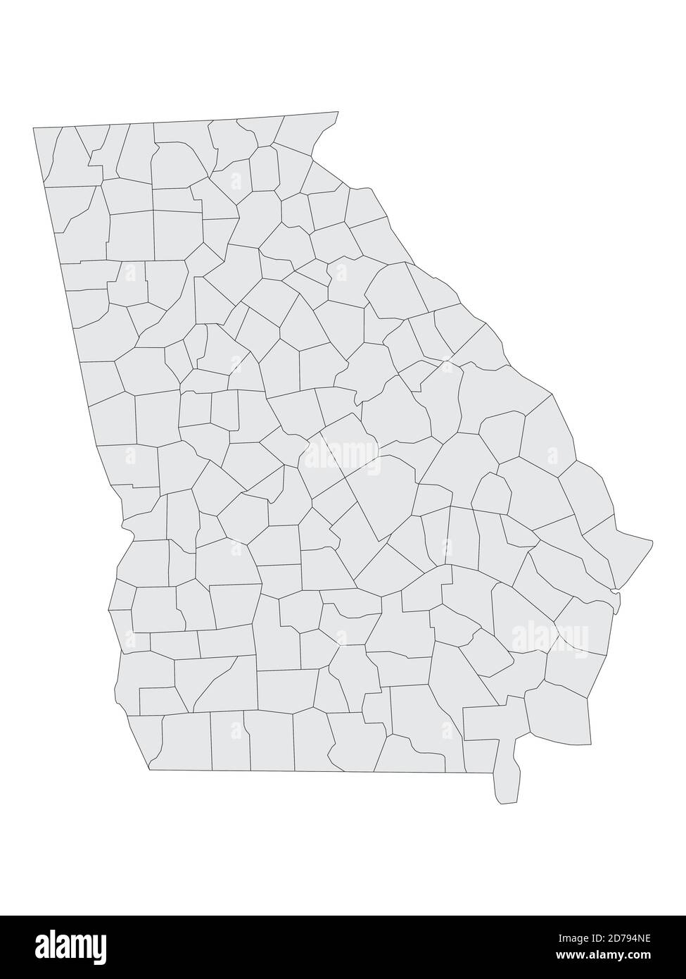 Gray Flat Election Counties Karte der Vereinigten Staaten von Amerika Bundesstaat Georgia Stock Vektor