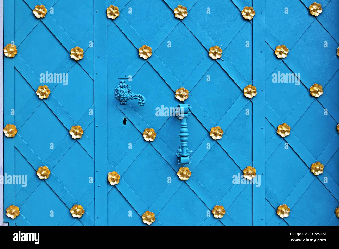 Türe der Kirche auf Kahlenberg, Wien, Österreich, aus nächster Nähe Stockfoto