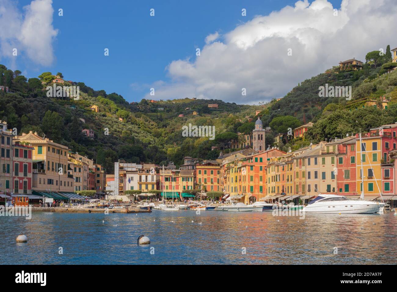 Blick auf den Hafen von Portofino, Ligurien, Italien Stockfoto