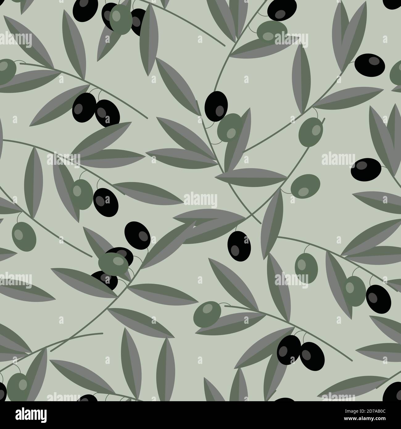 Schwarze und grüne Oliven nahtlose Muster Vektor-Design Stock Vektor