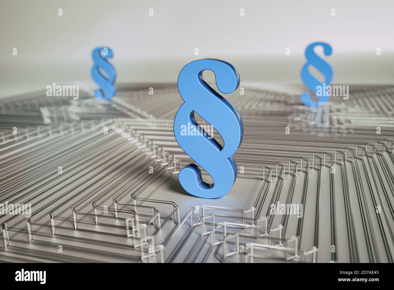 3D-Rendering von Absatz Symbol umgeben von metallischen Labyrinth Stockfoto