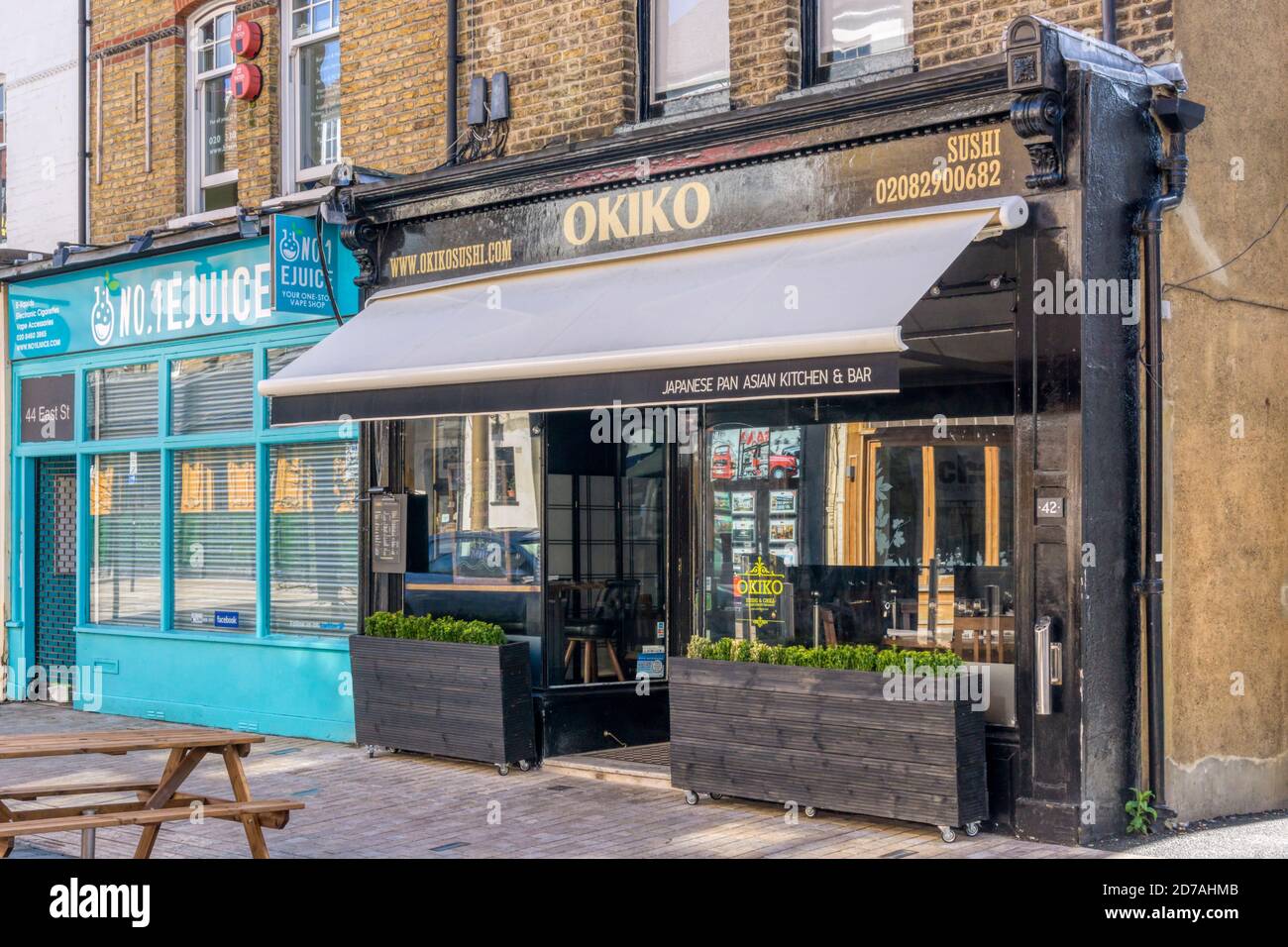 Okiko Japanisches Sushi-Restaurant in East Street, Bromley. Stockfoto