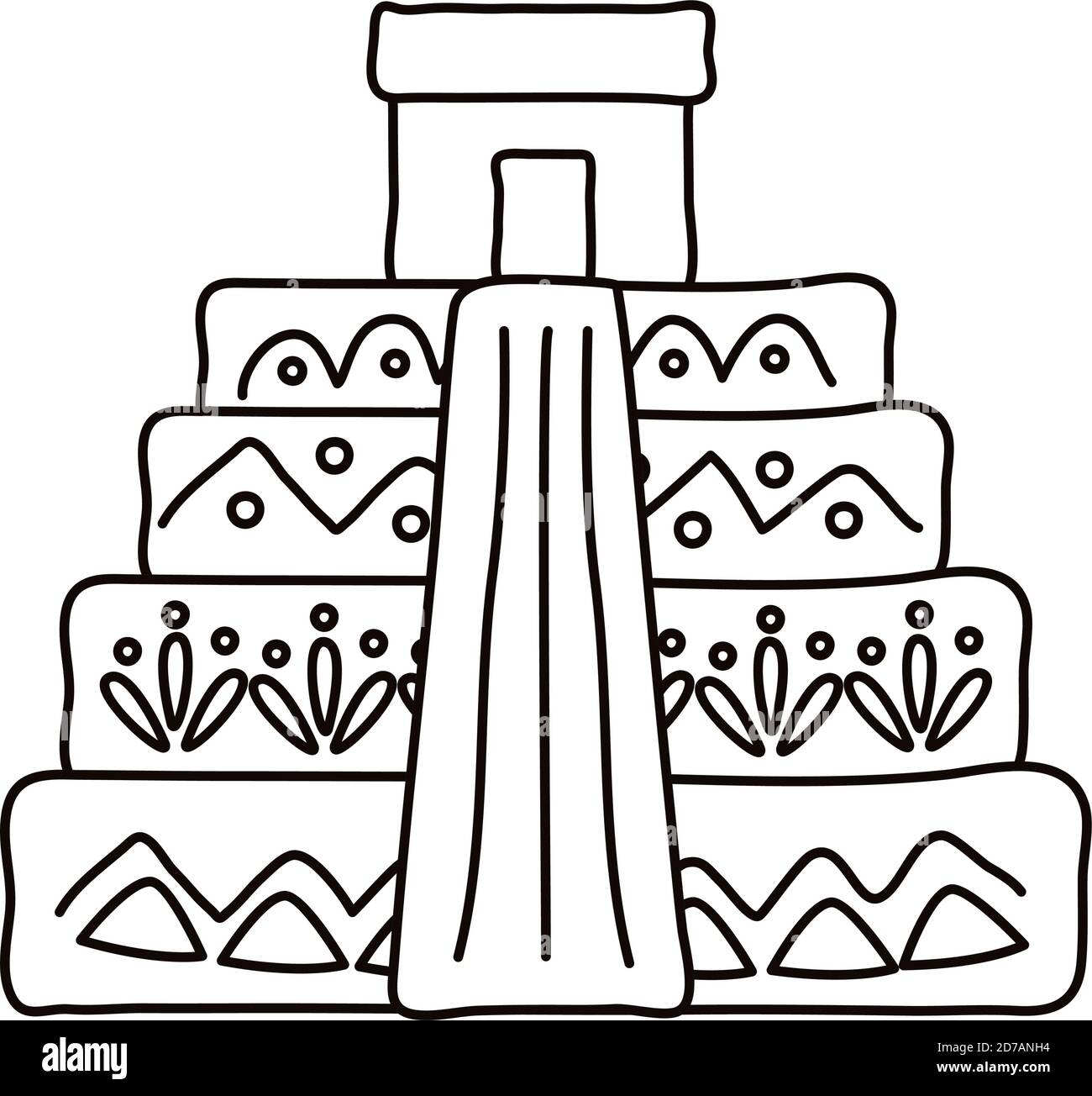 Pyramide maya Linie Stil Symbol Vektor Illustration Design Stock Vektor