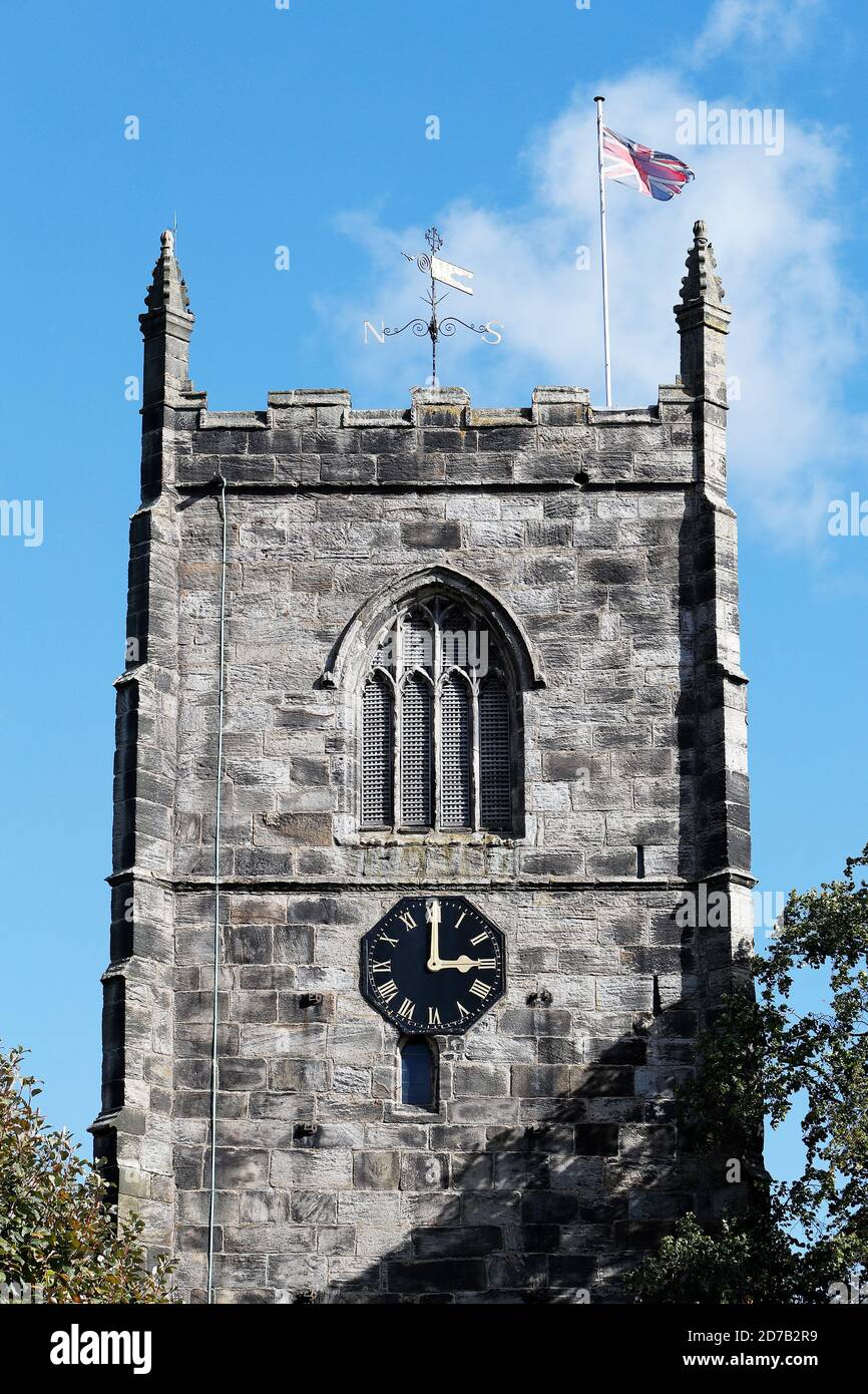 Holy Trinity Church Clock Tower Skipton auf einen schönen Herbst Nachmittag 25-09-2020 Stockfoto