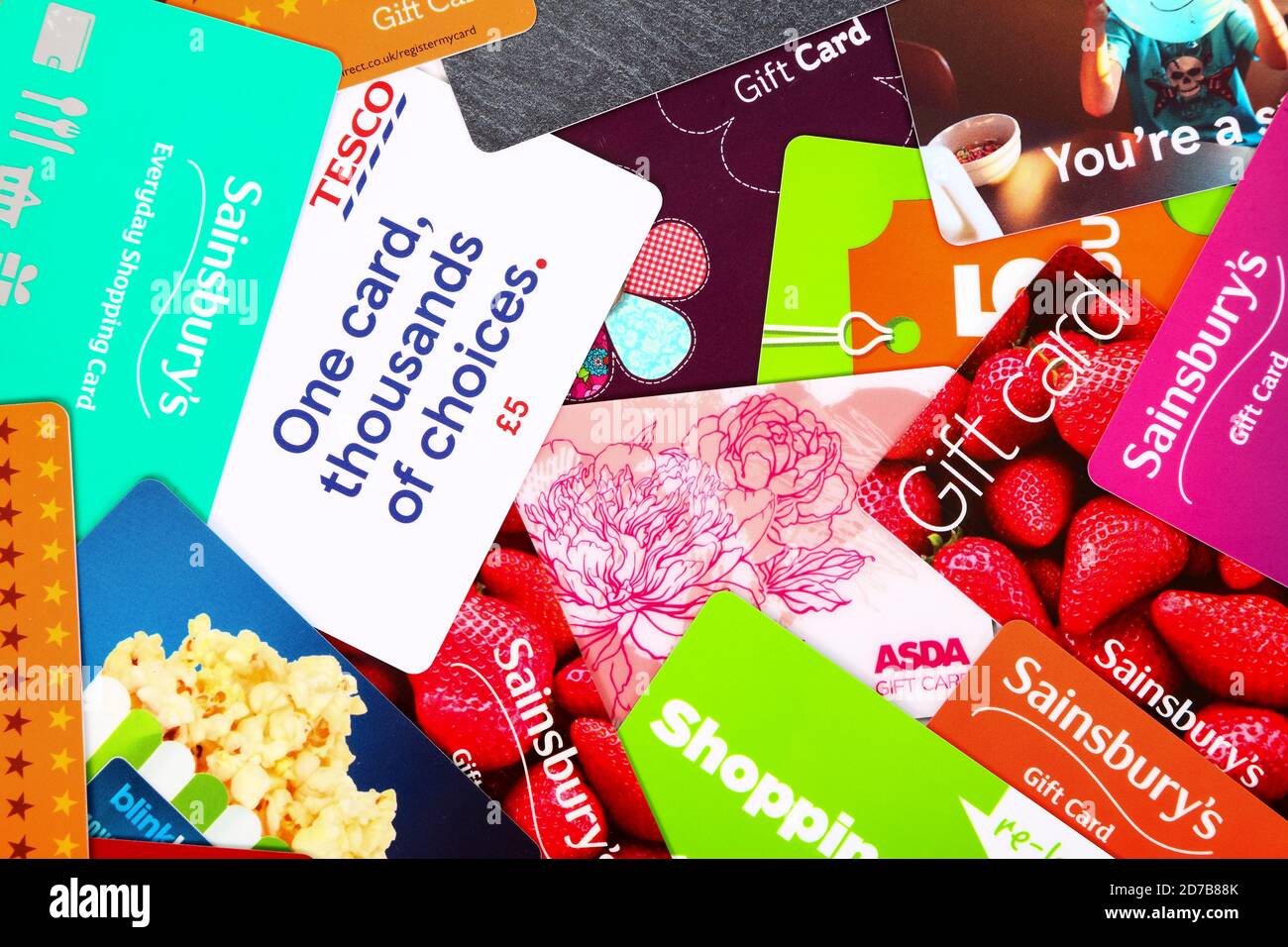 UK Supermarkt Geschenkkarten Stockfotografie - Alamy