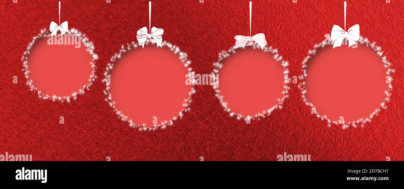 Abstrakt geschnitten Papier Design Weihnachtskugel auf rotem Hintergrund Stockfoto