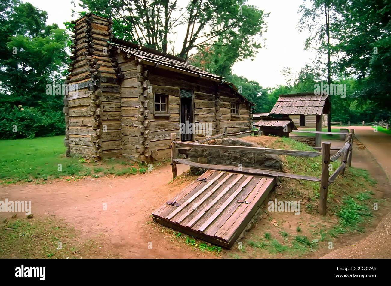 New Salem Historic Site mit Blockhütte und historischer Lebensart - Petersburg, Illinois Stockfoto
