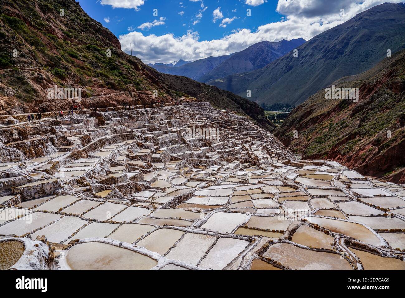Salzpfannen von Maras in Peru Stockfoto
