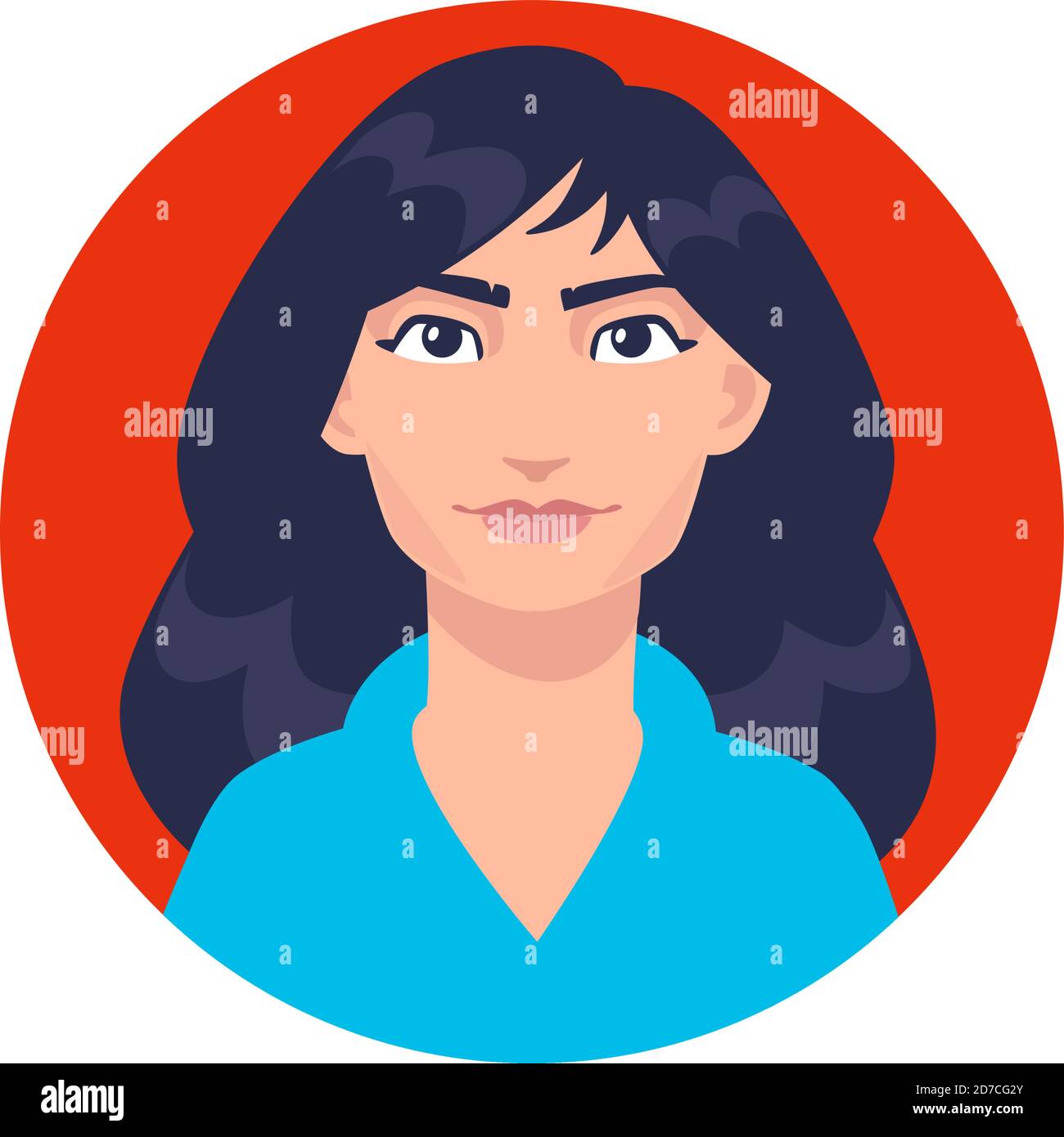 Illustration eines jungen gewöhnlichen Mädchens. Vektor. Cartoon asiatische Frau mit langen Haaren. Charakter für Werbung und Design. Helles Bild eines Geschäftsmabels Stock Vektor