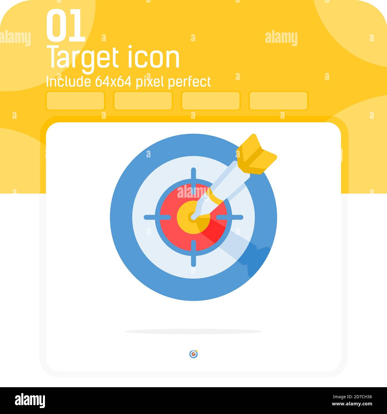Vektor-Ziel Premium Symbol Illustration mit flachen Stil isoliert auf weißem Hintergrund. Einfache Vektordarstellung Pfeilsymbol Designvorlage Stock Vektor